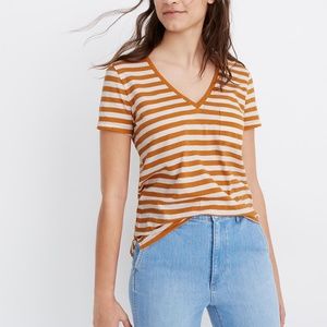 Whisper Cotton V-Neck Pocket Tee in Richie Stripe